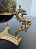 Green Marble Sphere on Vintage Brass Dragon Stand