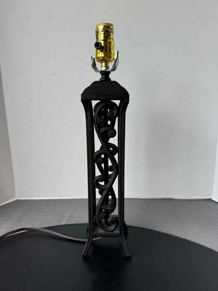 Heavyweight Black Metal Scroll Tower Table Lamp (WORKS)