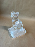Clear Cat Glass Figure With Base