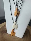 3-Piece Etched Tomahawk Pendant Necklaces on Black Cords