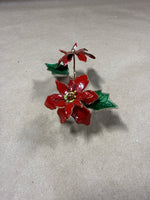 Bovano Of Chesire Red Poinsettias Vitreous Enamel On Copper Candle Bobeche Ring // 2 Available // *** Priced Individually ****