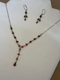 Napier Silver Tone & Faux Ruby Set