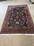 Hand Woven Rug, 9 ft 4 in x 5 ft 9 in. (navy, pink, cream color tones)