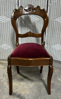 French Style Carved Vintage Side Chair with Velvet Seat