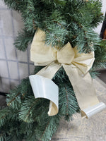 Large Faux Fir Wreath with Cream Colored Bow