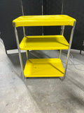 Vintage Mid Century Style Yellow Metal Rolling cart with Power Cord/Plug