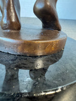 Signed & Numbered Charles Cropper Parks Bronze & Marble Boy with Duck Sculpture