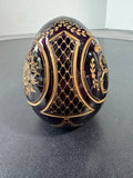 Fabergé Style Russian Amethyst Gilt Etched Glass Egg