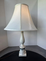 Blue & White Ceramic Candlestick Table Lamp (WORKS)