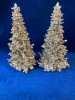 Pair of Decorative Golden Christmas Trees