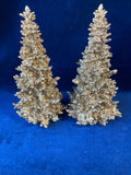 Pair of Decorative Golden Christmas Trees