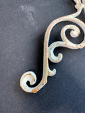 2-Piece Distressed Shabby Chic Off White Cast Iron Scroll Wall Hanging or Door Topper