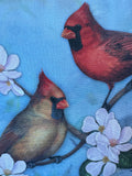 Climaweave Cardinal Couple in Dogwood Outdoor Throw Pillow