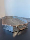 Mapleview Farmhouse Galvanized Tin & Wood Tray