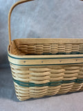 Large Woven Rectangle Longaberger Basket With Green Trim