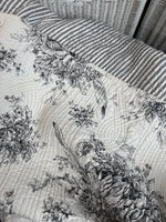 Black & White Floral Toile Reversible Quilt