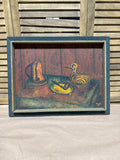 Primitive Original Modernist Still Life Painting - Signed