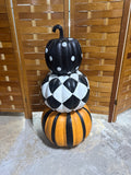 Painted Stacked Halloween Outdoor Pumpkins (B)
