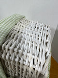Green Gingham Sabrina White Wicker Baskets By Pottery Barn Kids - Pair