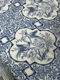 Bird Motif,  Blue/White Fabric Table Cloth, 100"x60"