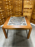 Danish Mid Century Modern Teak Coffee Table with Tile Top by OX ART, 2 Available, PRICED INDIVIDUALLY, $695 Each