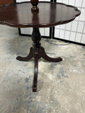 Two Tier Pie Crust Accent Table with Tripods Base