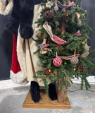 Ditz Designs Signed & Numbered Handcrafted Father Christmas with Lighted Tree & Bear (WORKS)