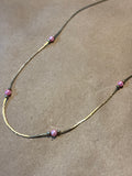 Silver Tone Necklace with Pink Beads