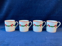 6 Piece Set of Neiman Marcus Christmas Garland Demitasse Espresso Cup & Saucers