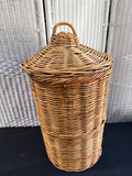 Vintage Rattan Laundry Basket With Lid