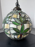 Palm Tree Vintage Stained Slag Glass Hanging Globe Light