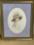 Cross Stitched Portrait of Woman in Hat