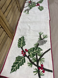 Embroidered Holly Table Runner