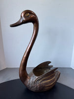 Bronze Tone Brass Large Vintage Swan Planter