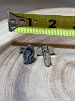 Silver Tone/Abalone Cuff Links