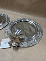 Pair Of Round Silver Wall Candle Sconces