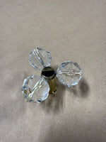 Pair Of Silver Plate And Gold Plate Candle Holders With Footed Crystals Balls