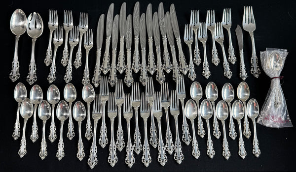 64-Piece Gorham Medici Vintage Sterling Silver Flatware Set in Box