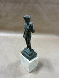 Italian Bronze David Sculpture On Marble Stand