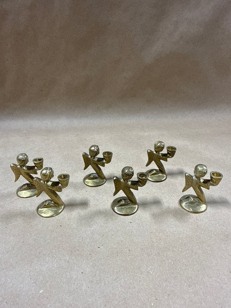 Set Of 6 Mini Brass Kneeling Angel Candle Holders // 2 Available // **** PRICED INDIVIDUALLY ****
