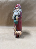 (A) Resin Santa With Reindeer