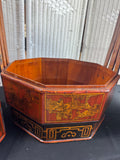 Chinese Vintage Octagonal 3-Tiered Lacquered Stacking Wedding Basket (2 AVAILABLE—PRICED INDIVIDUALLY AT $75 EACH)