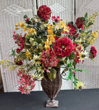 Faux Mixed Wildflowers in Basket Urn