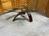 Glass Top Cocktail Table with Bentwood Base