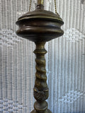 Pair of French Art Nouveau Heavyweight Brass 2-Way Lamps (WORKS)