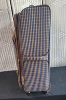(D) London Fog Kensington Plaid Collection Large Expandable Soft Spinner Luggage