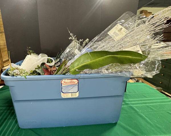 (C) XL Bin of Assorted Faux Floral Stems