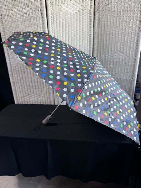 (C) Totes Black Polka Dot Umbrella