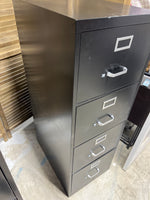 B- Black Metal File Cabinet with Four Drawers