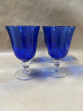 Set Of 4 Cobalt Blue Cristal d'Arques Glasses Goblets // 5 Sets Available // PRICED INDIVIDUALLY